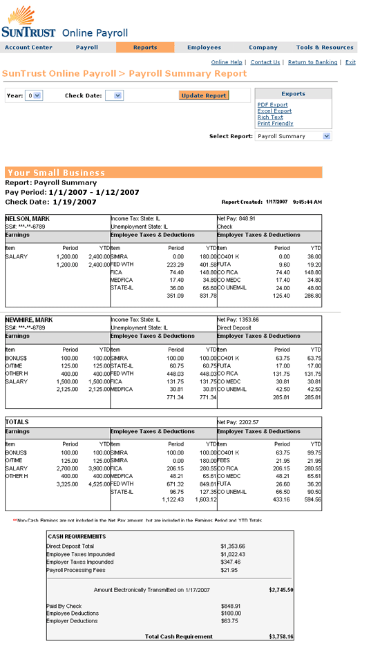 payroll summary